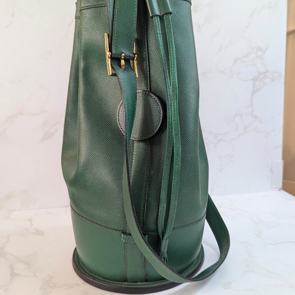 Hermes Vintage Standy Bucket Bag Green Vert Clair Courchevel Leather RARE - Picture 3 of 16